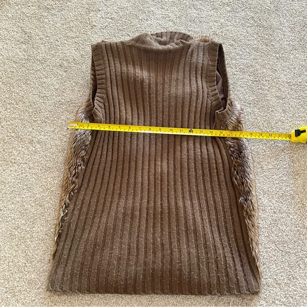 89th & Madison Y2K Vintage Faux Fur Brown Knit Collared Vest - Picture 10 of 11